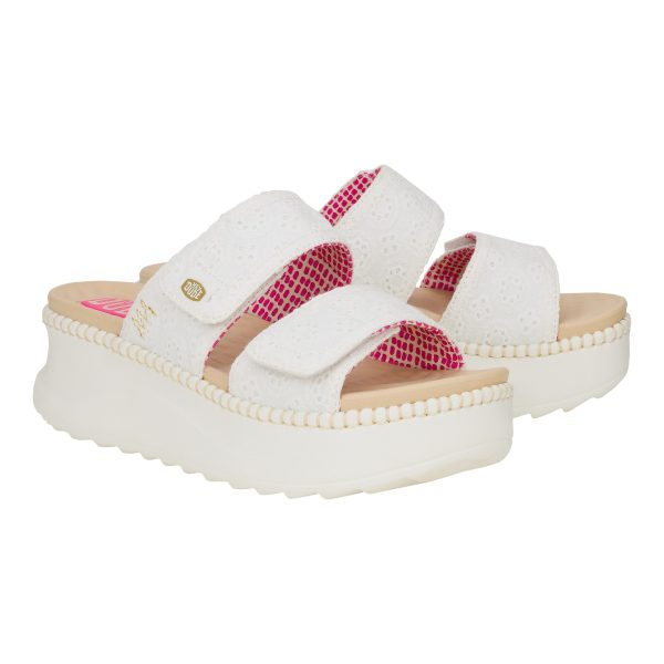 Delray Slide Eyelet - White